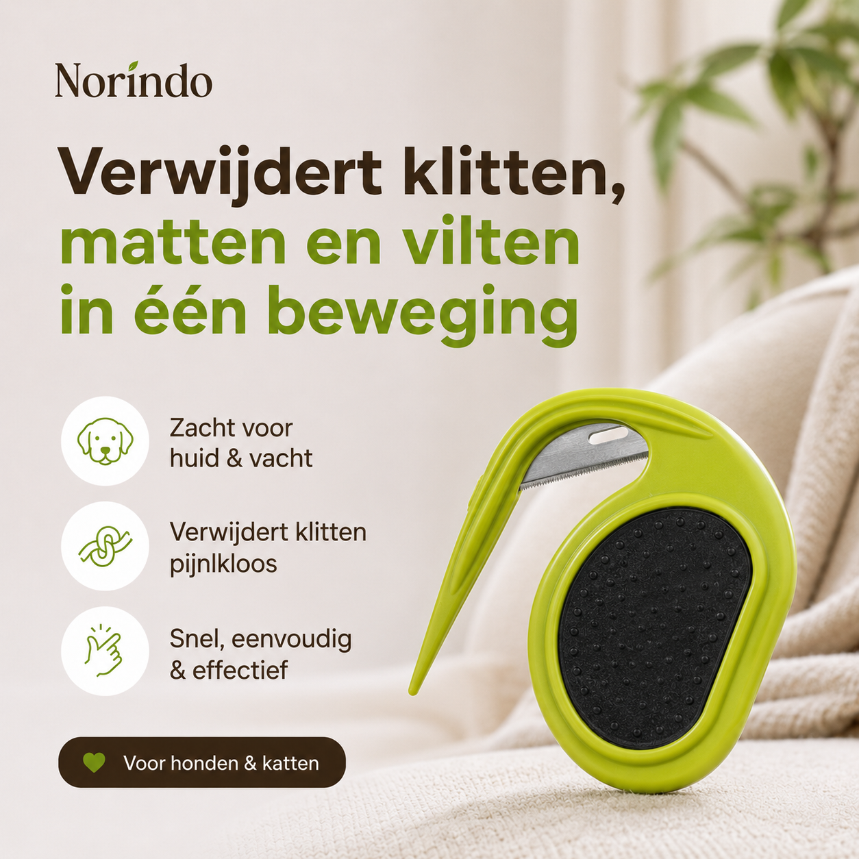 Norindo FurFighter - Verwijdert klitten en viltplekken in één beweging